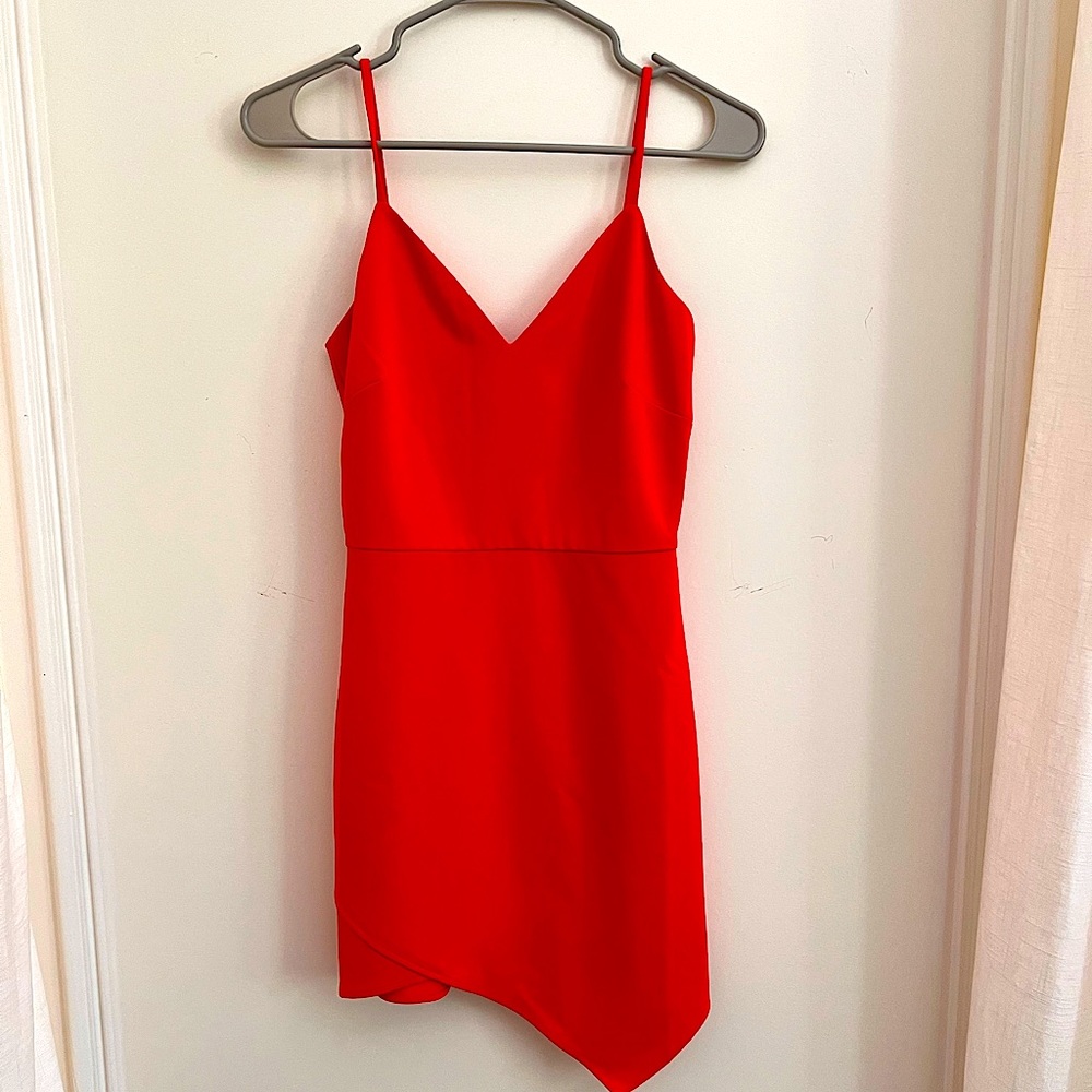 Never Worn!!! Lovers + Friends Orange Mini Dress with A-symmetrical bottom